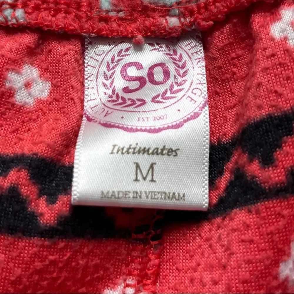 SO Fleece Cozy Christmas Pajama Pants Red Green & White Medium